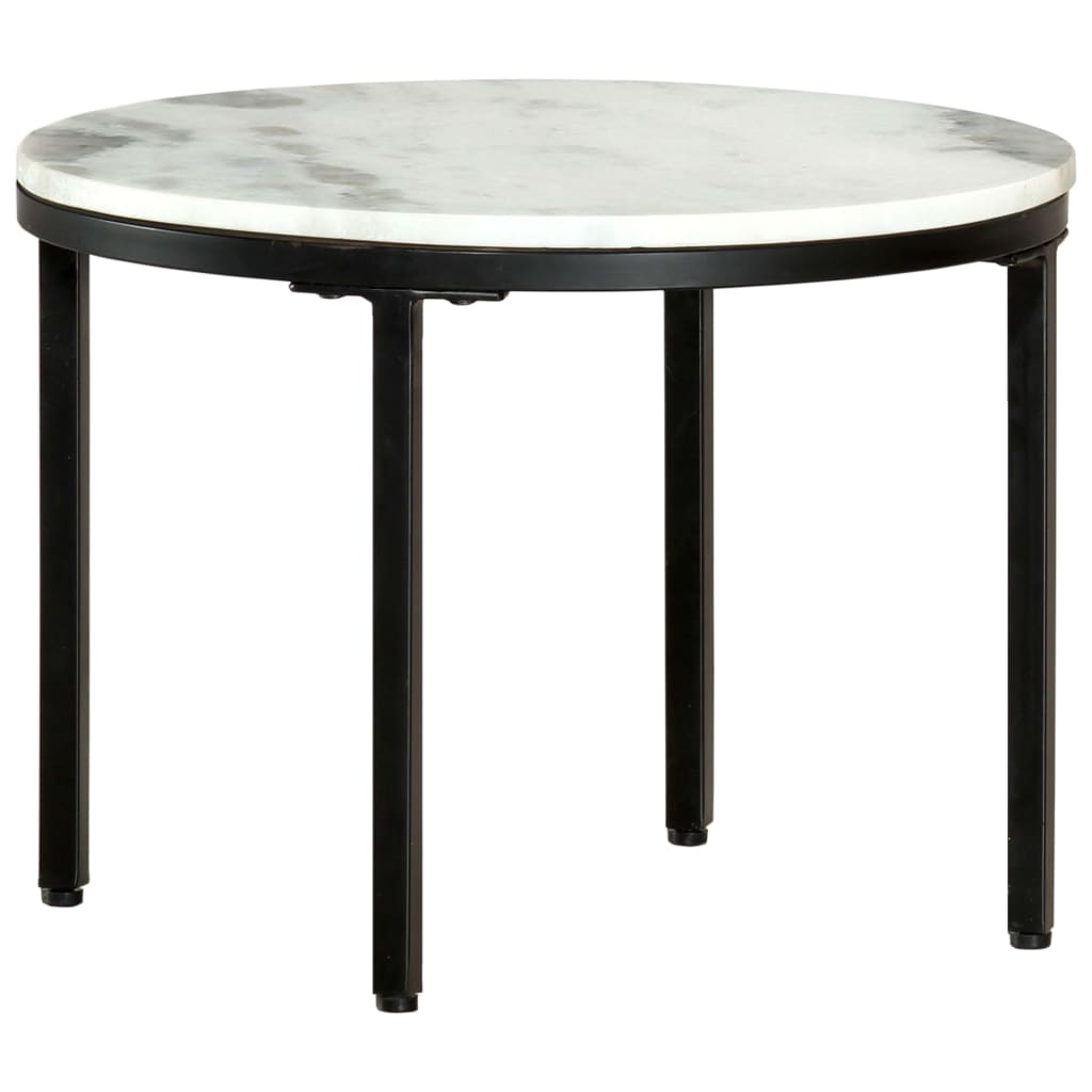Coffee Table White and Black Ø50 cm Real Solid Marble