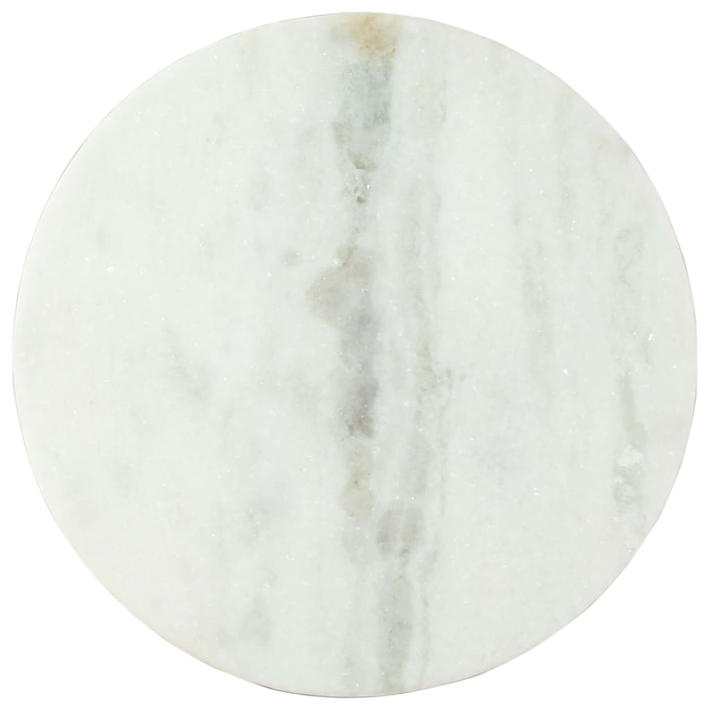 Coffee Table White and Black Ø50 cm Real Solid Marble