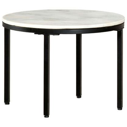 Coffee Table White and Black Ø50 cm Real Solid Marble