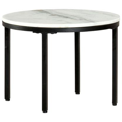 Coffee Table White and Black Ø50 cm Real Solid Marble