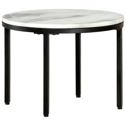 Coffee Table White and Black Ø50 cm Real Solid Marble