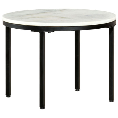 Coffee Table White and Black Ø50 cm Real Solid Marble