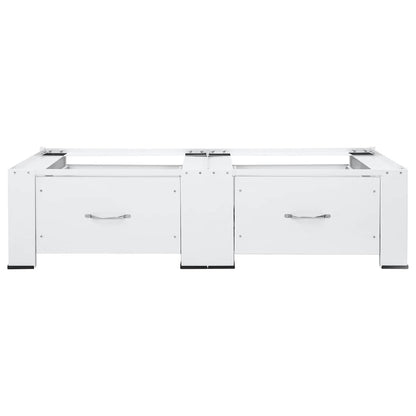 Double Washing and Drying Machine Pedestal with Drawers White