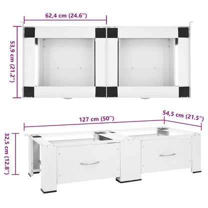 Double Washing and Drying Machine Pedestal with Drawers White