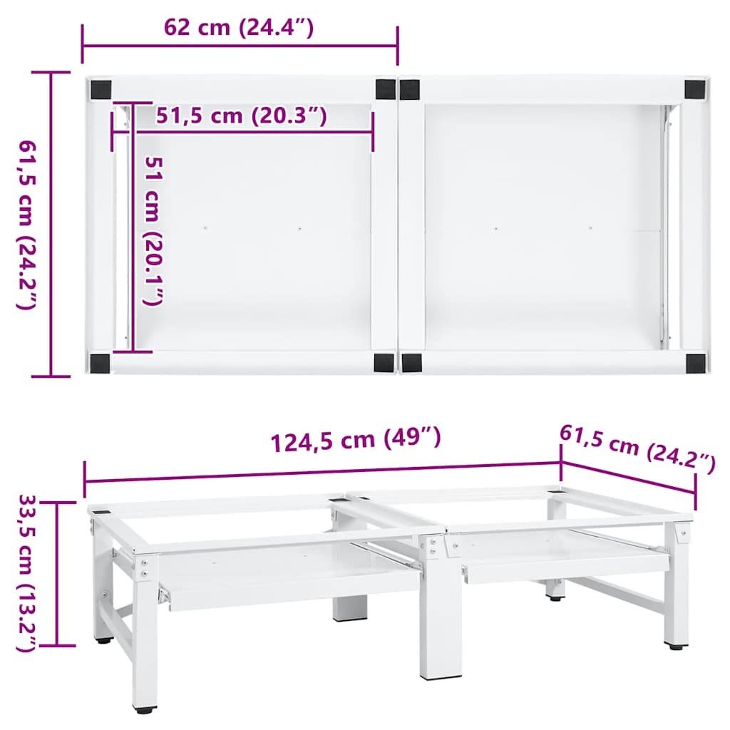 Washing and Drying Machine Pedestal with Pull-out Shelves White