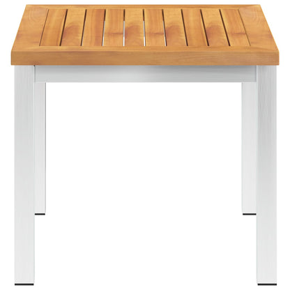 Garden Side Table 45x45x38 cm Solid Acacia Wood and Stainless Steel