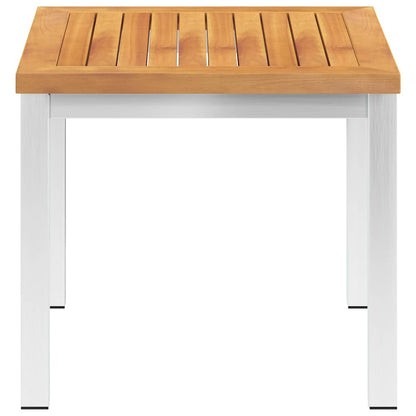 Garden Side Table 45x45x38 cm Solid Acacia Wood&Stainless Steel