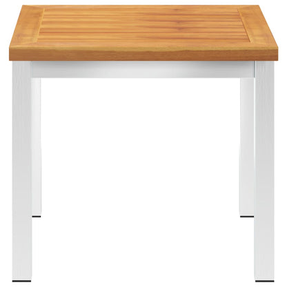 Garden Side Table 45x45x38 cm Solid Acacia Wood and Stainless Steel