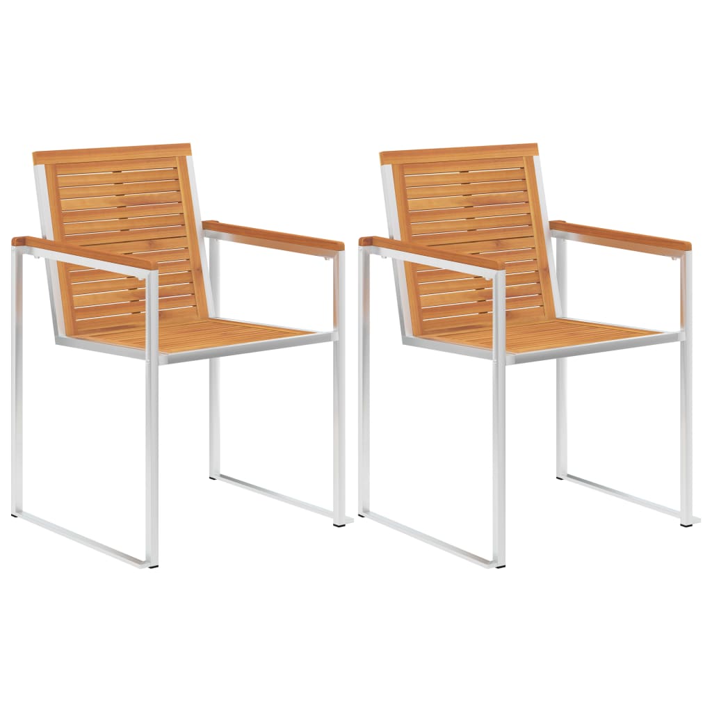 Garden Chair | Set of 2 | Teak Look | Solid Acacia Wood with oil finish