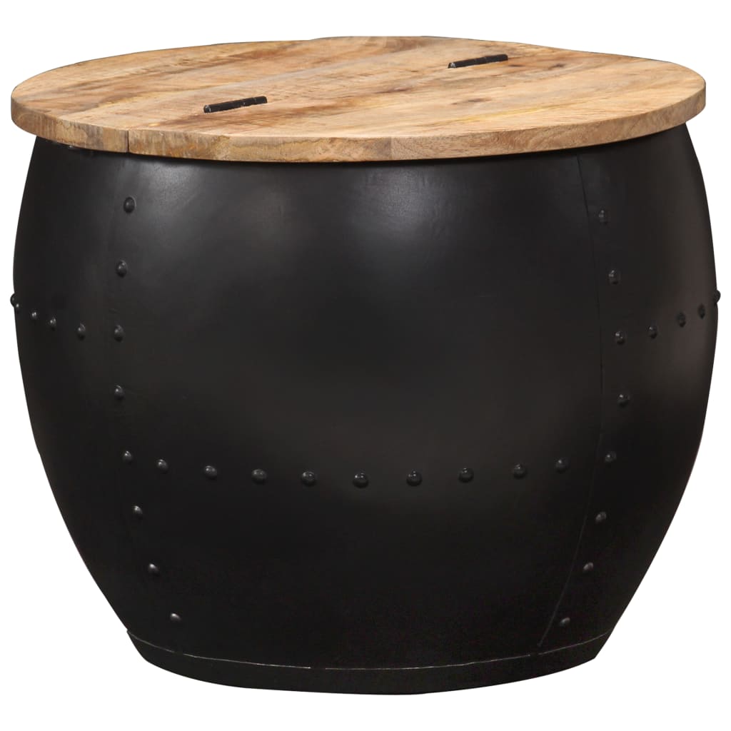 Coffee Table | Brown and Black | Solid Mango Wood and Steel | 53x43 cm
