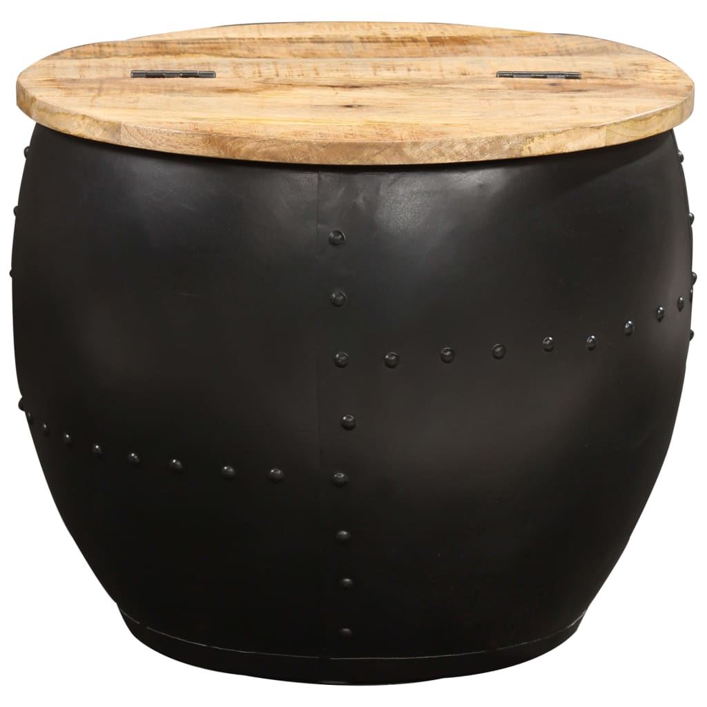 Coffee Table | Brown and Black | Solid Mango Wood and Steel | 53x43 cm