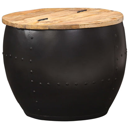 Coffee Table | Brown and Black | Solid Mango Wood and Steel | 53x43 cm