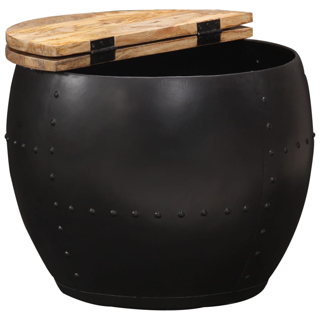 Coffee Table | Brown and Black | Solid Mango Wood and Steel | 53x43 cm