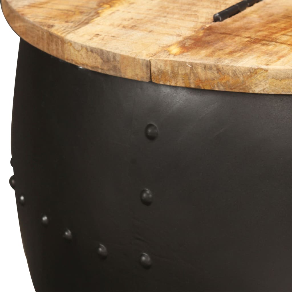 Coffee Table | Brown and Black | Solid Mango Wood and Steel | 53x43 cm