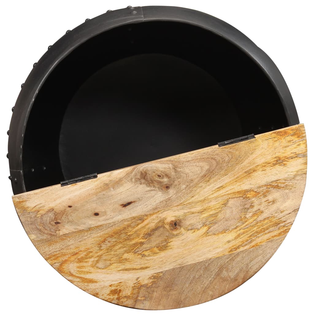 Coffee Table | Brown and Black | Solid Mango Wood and Steel | 53x43 cm