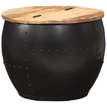 Coffee Table | Brown and Black | Solid Mango Wood and Steel | 53x43 cm
