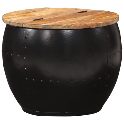 Coffee Table | Brown and Black | Solid Mango Wood and Steel | 53x43 cm