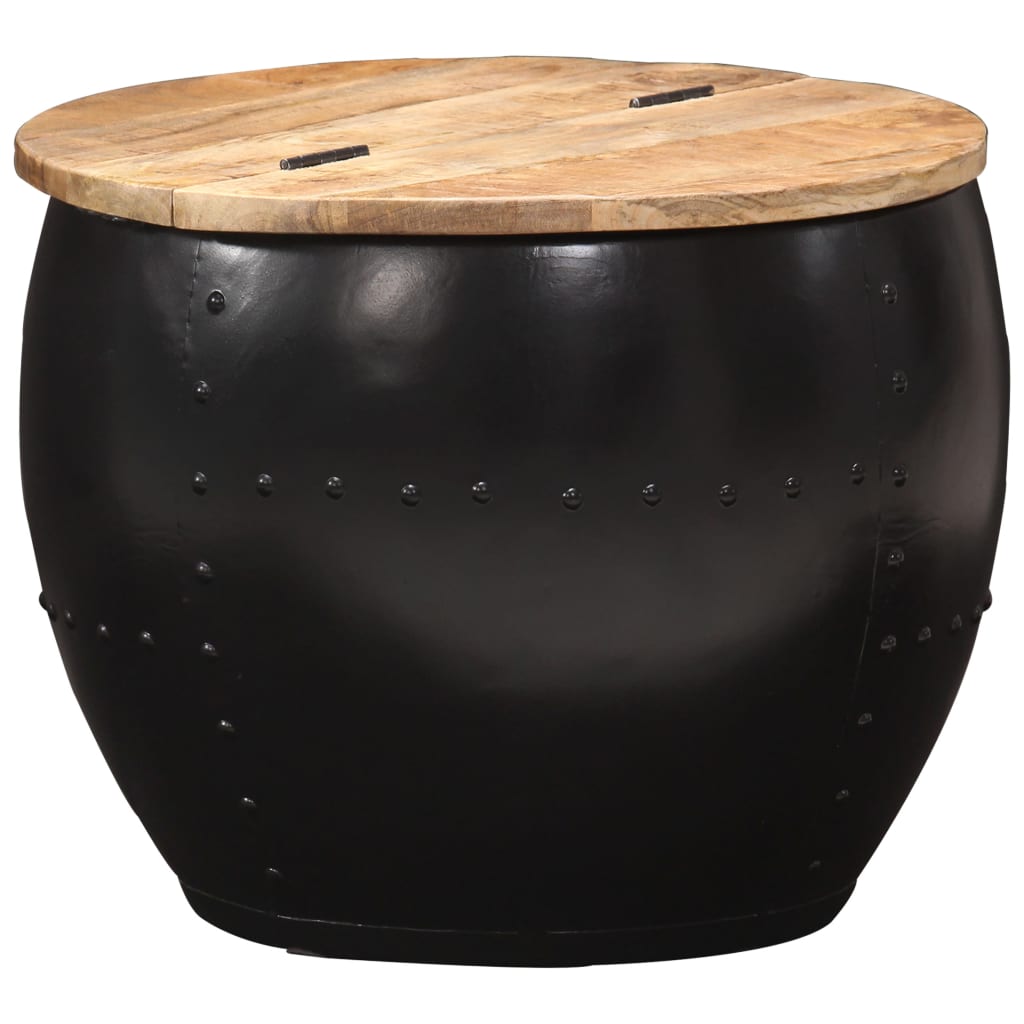 Coffee Table | Brown and Black | Solid Mango Wood and Steel | 53x43 cm