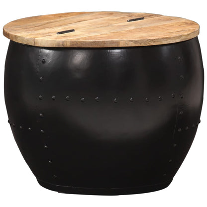 Coffee Table | Brown and Black | Solid Mango Wood and Steel | 53x43 cm