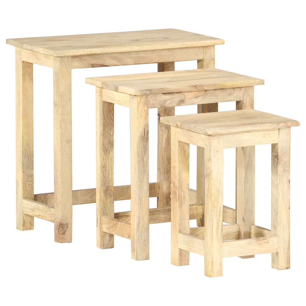 287489 vidaXL Nesting Tables 3 pcs Solid Mango Wood