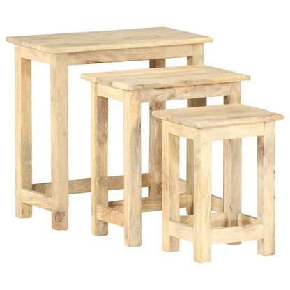 287489 vidaXL Nesting Tables 3 pcs Solid Mango Wood