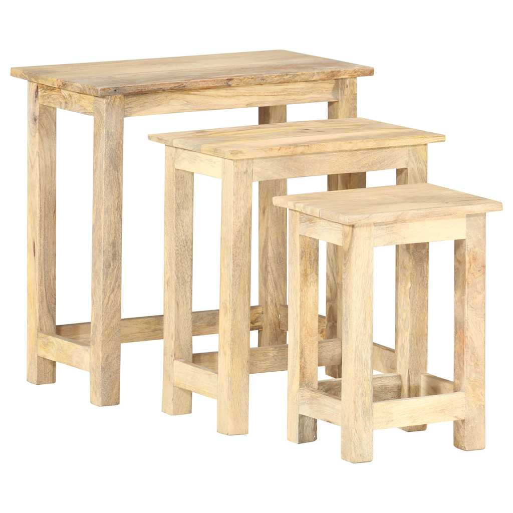 287489 vidaXL Nesting Tables 3 pcs Solid Mango Wood