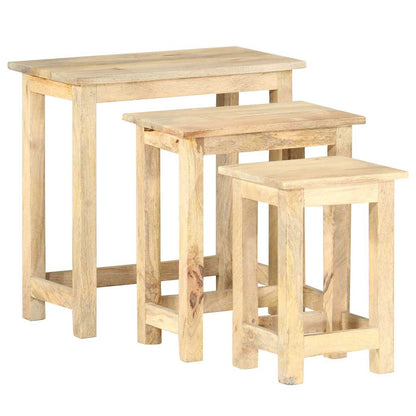 287489 vidaXL Nesting Tables 3 pcs Solid Mango Wood