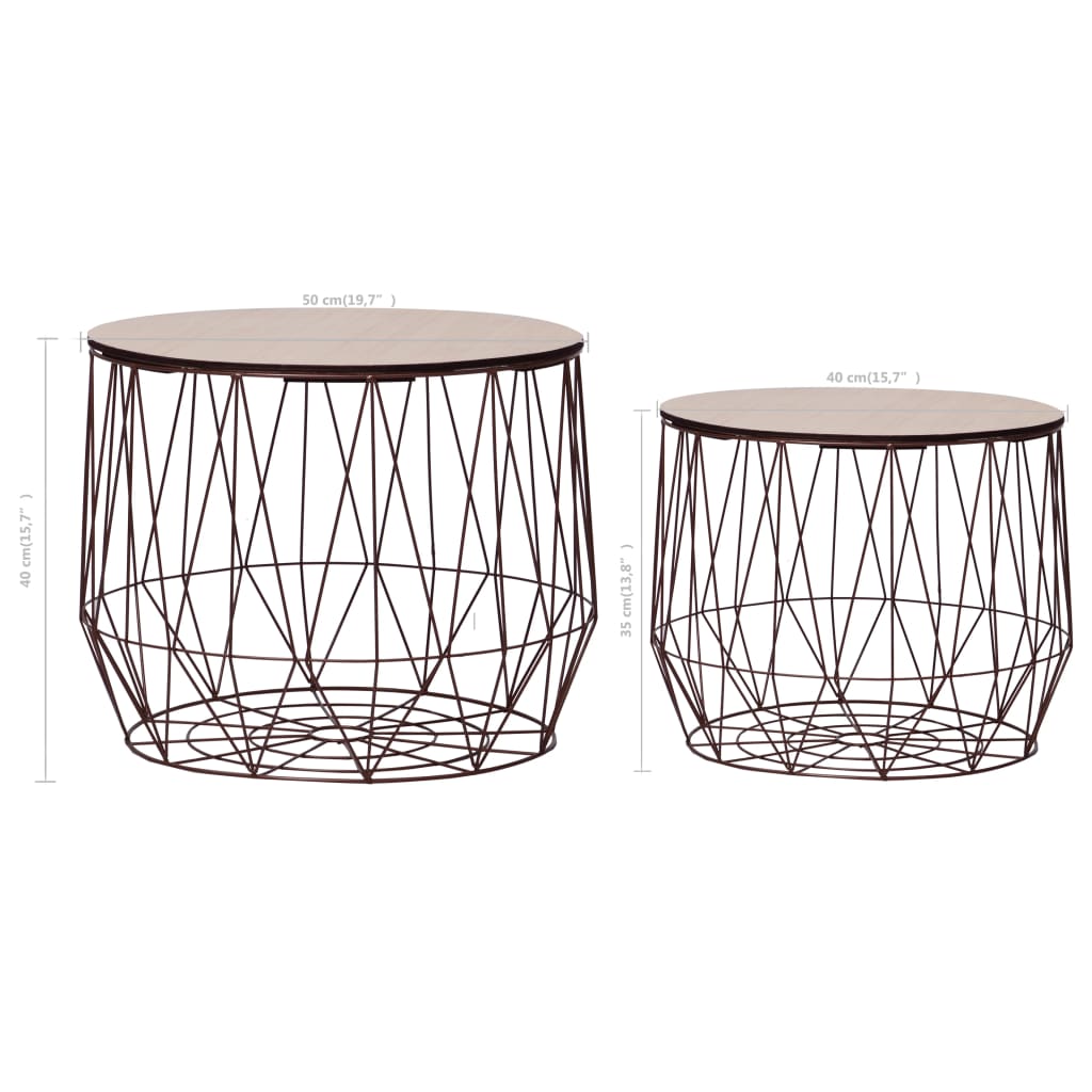 Coffee Table 2 pcs Copper