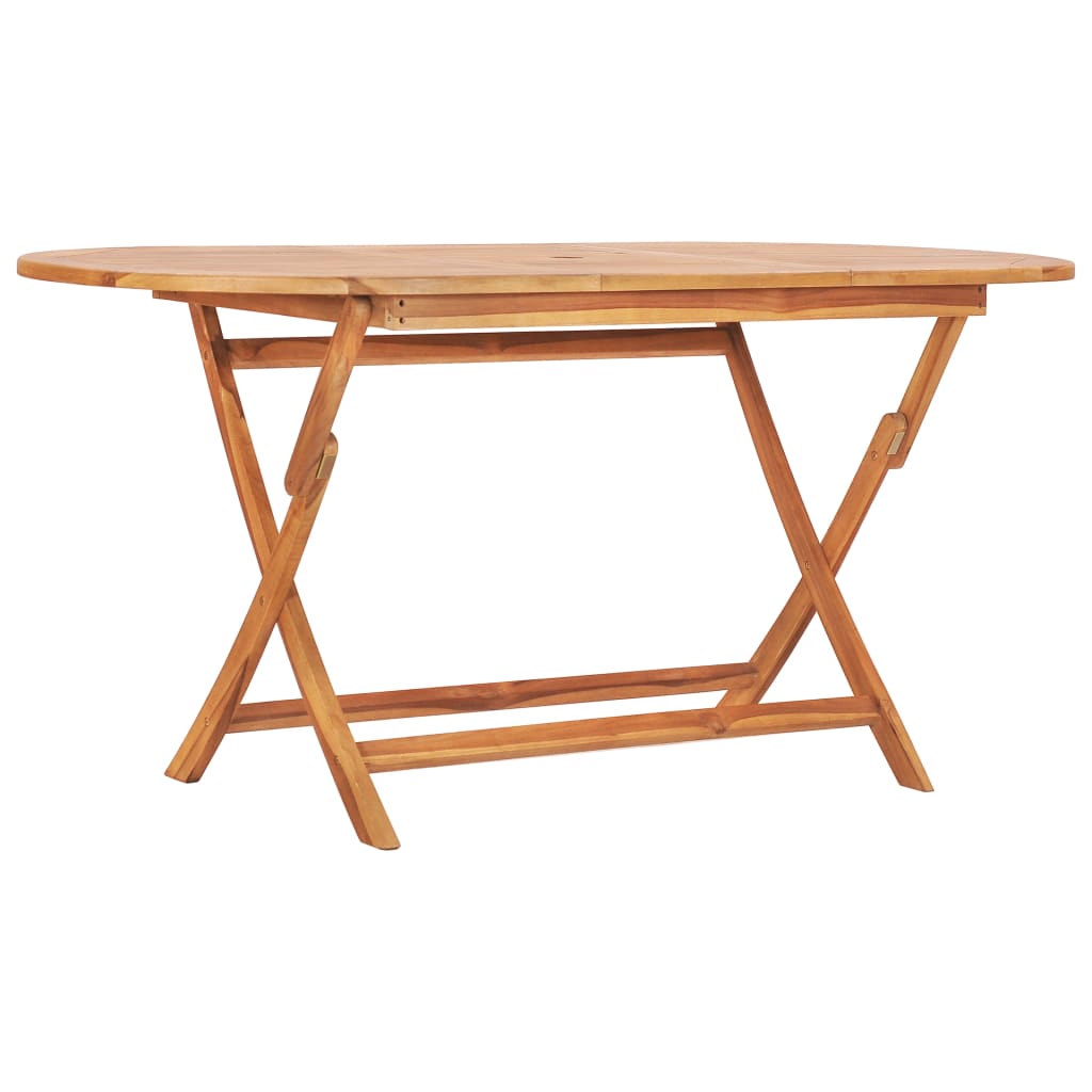 48998 vidaXL Folding Garden Table 160x80x75 cm Solid Teak Wood