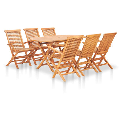 48999 vidaXL 7 Piece Folding Outdoor Dining Set Solid Teak Wood