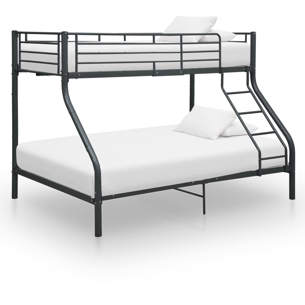 Bunk Bed | Black | Metal | 140x200 cm/90x200 cm | Bunk Bed | Rectangular