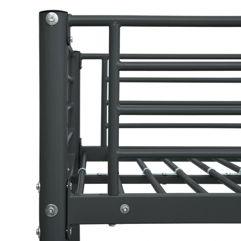 Bunk Bed | Black | Metal | 140x200 cm/90x200 cm | Bunk Bed | Rectangular