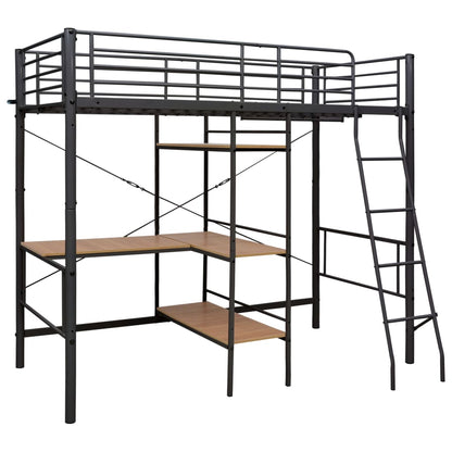 Bunk Bed with Table without Mattress Grey Metal 90x200 cm