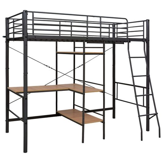 Bunk Bed | Grey and brown | Metal | Twin | Height-Adjustable | Bunk Bed