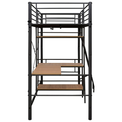 Bunk Bed with Table without Mattress Grey Metal 90x200 cm