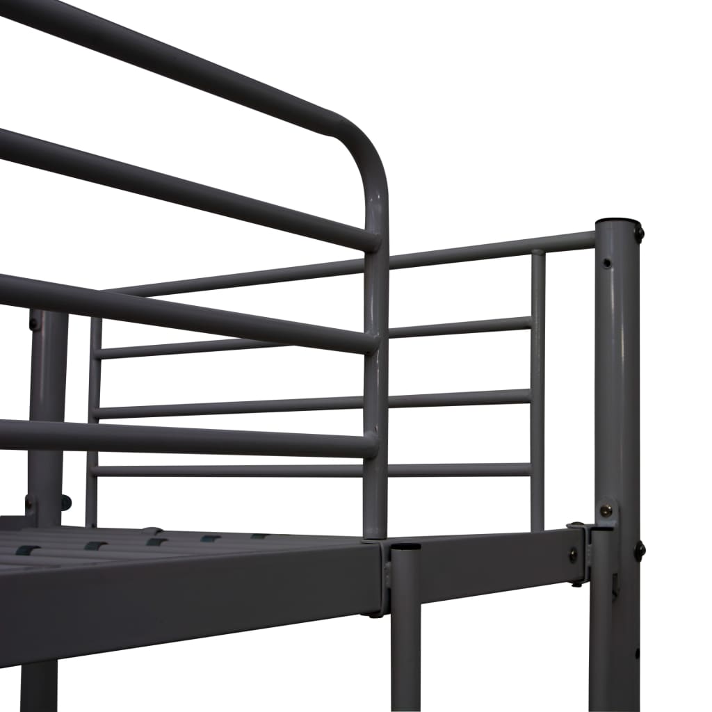 Bunk Bed with Table without Mattress Grey Metal 90x200 cm