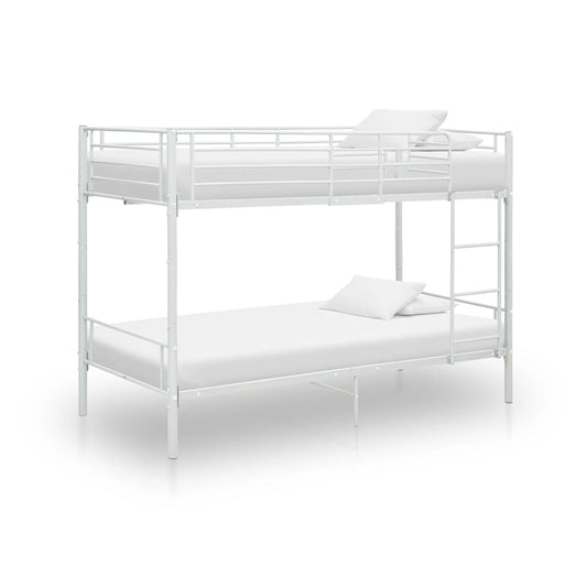 Bunk Bed | White | Metal | Twin |  Sturdy  | Bunk Bed | Rectangular