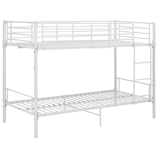 Bunk Bed | White | Metal | Twin |  Sturdy  | Bunk Bed | Rectangular