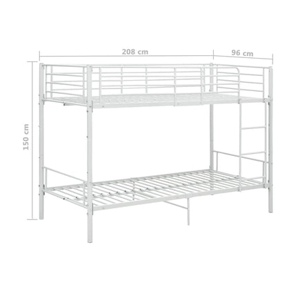 Bunk Bed without Mattress White Metal 90x200cm