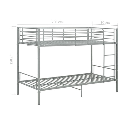 Bunk Bed without Mattress Grey Metal 90x200 cm