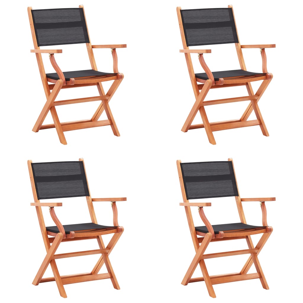 Garden Chair | Set of 4 | Black, Natural Wood