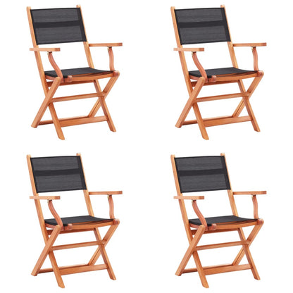 Garden Chair | Set of 4 | Black, Natural Wood
