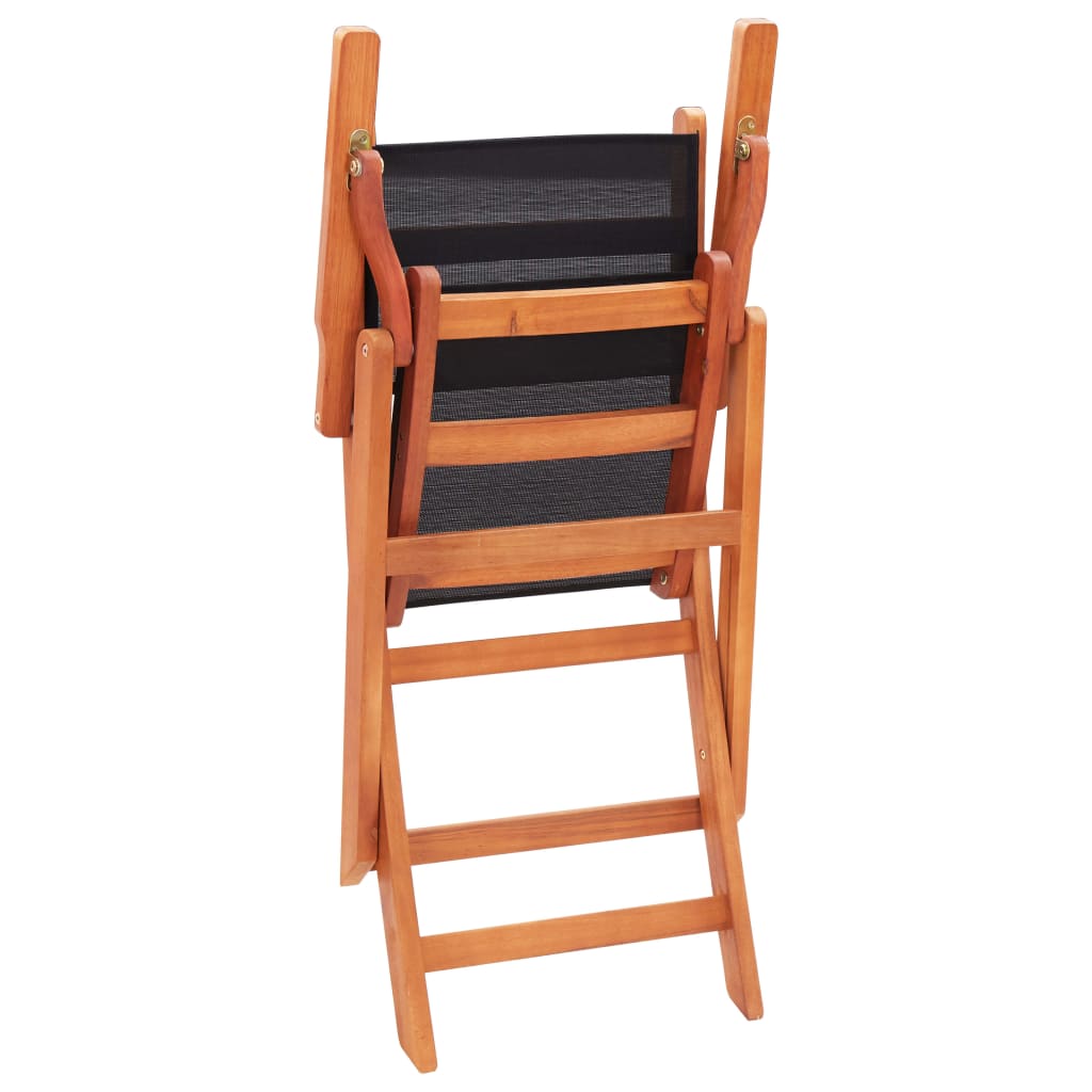 Garden Chair | Set of 4 | Black, Natural Wood