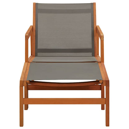 Garden Chair with Footrest Grey Solid Eucalyptus Wood&Textilene
