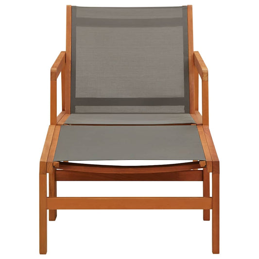 Garden Chair with Footrest Grey Solid Eucalyptus Wood&Textilene