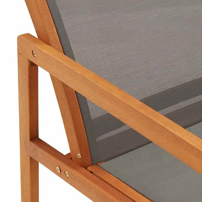 Garden Chair with Footrest Grey Solid Eucalyptus Wood&Textilene