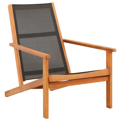 Garden Chair | Black and Natural Wood | Solid eucalyptus wood, Textilene