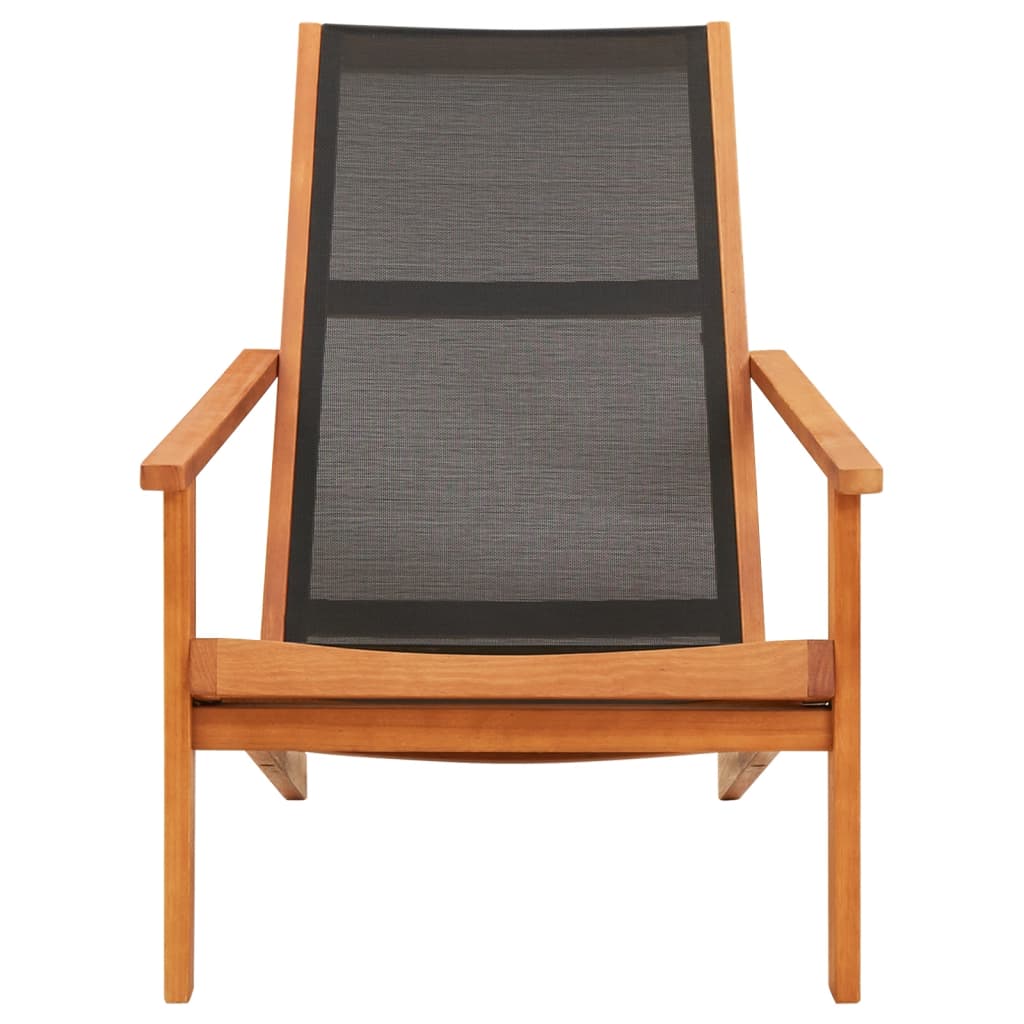 Garden Chair | Black and Natural Wood | Solid eucalyptus wood, Textilene