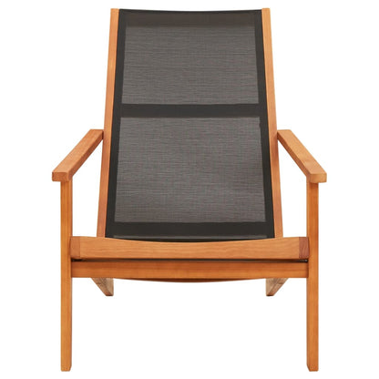 Garden Chair | Black and Natural Wood | Solid eucalyptus wood, Textilene