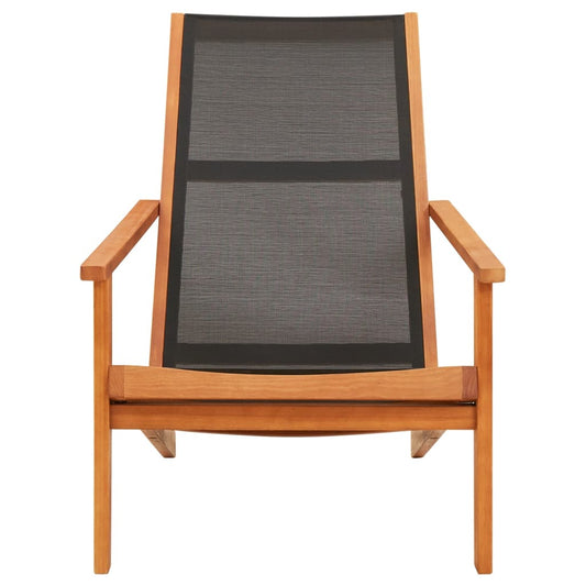 Garden Chair | Black and Natural Wood | Solid eucalyptus wood, Textilene